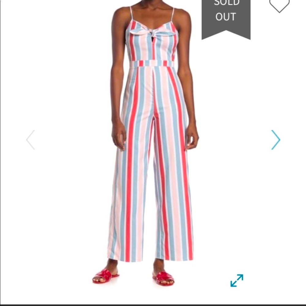 Romeo + Juliet Couture Striped Wide Leg Jumpsuit